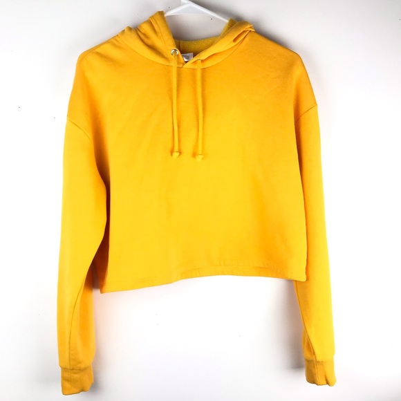 Divided Tops - Yellow crop hoodie
